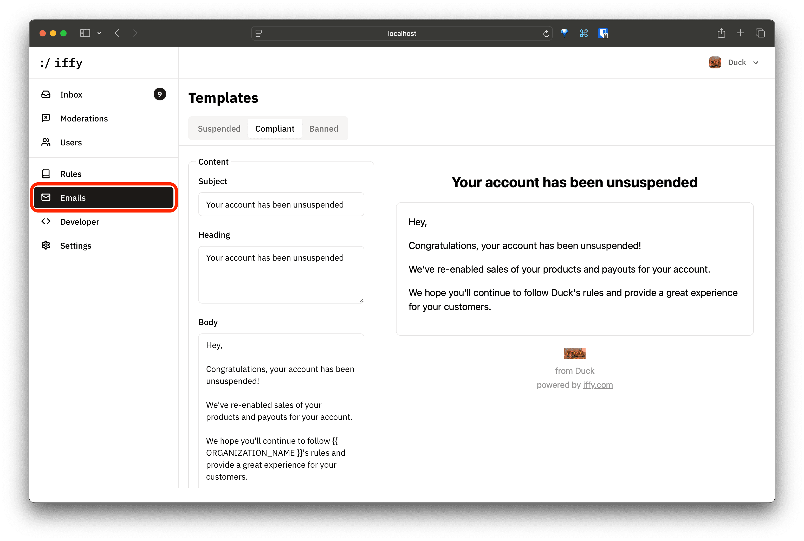 Email templates